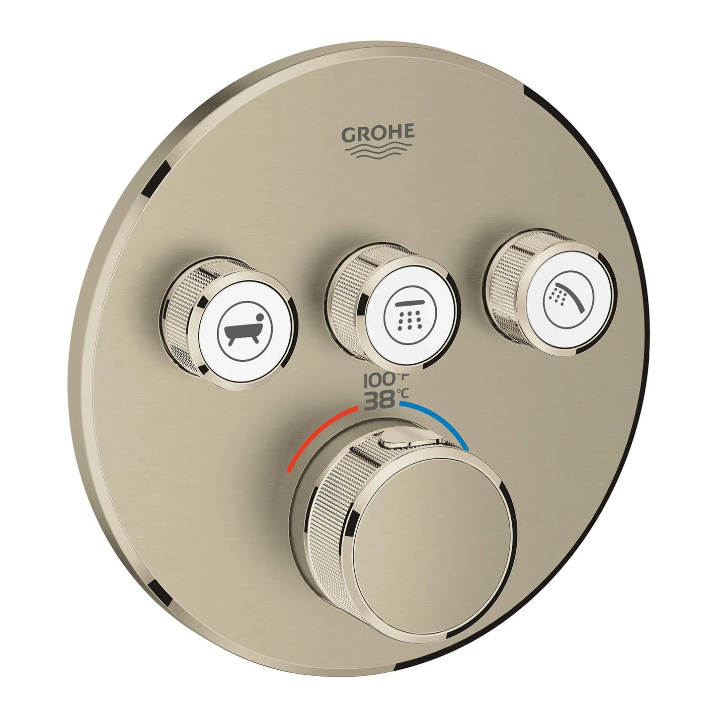 Grohe Grohtherm® SmartControl Brushed Nickel Infinity Triple Function Thermostatic Valve Trim