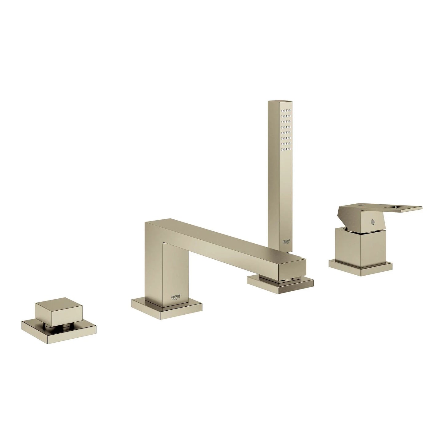 Grohe Eurocube® 4-Hole Single-Handle Deck Mount Brushed Nickel Infinity Roman Tub Faucet With 1.75 GPM Hand Shower