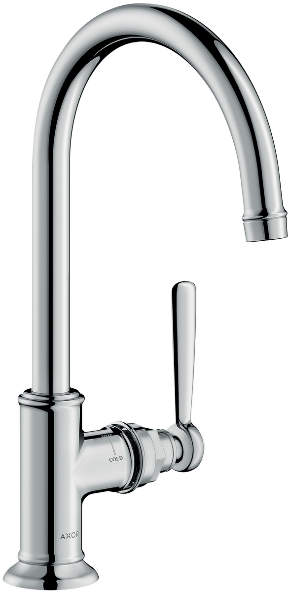 Axor Montreux 1.2 GPM 120-Degree Swivel Range Lever Handle Chrome Single Hole Faucet With Pop-Up Drain