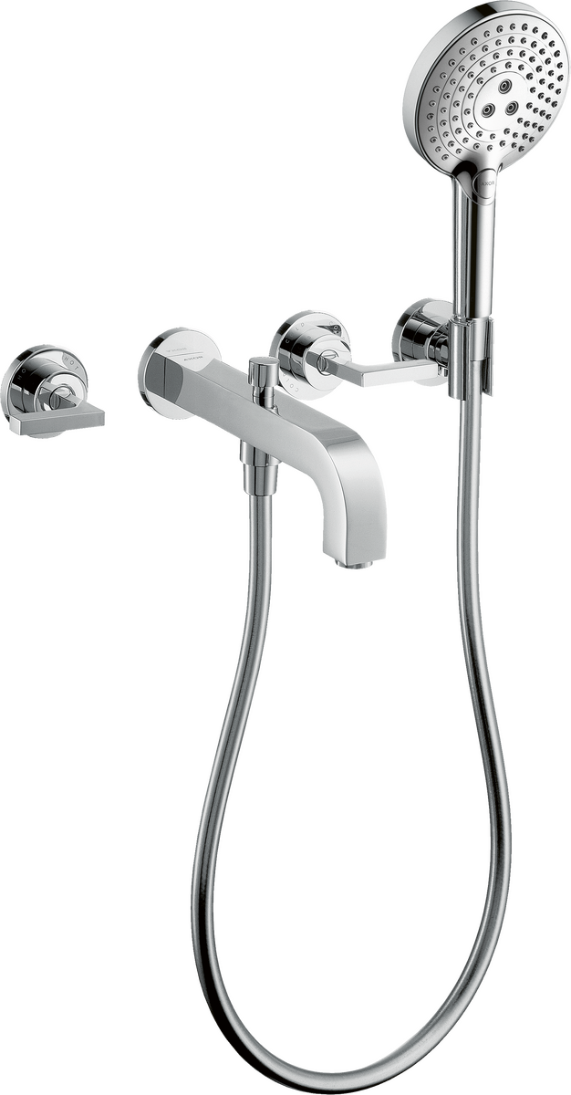 Axor Citterio 1.75 GPM 3-Hole Lever Handles Chrome Wall Mounted Tub Trim With Handshower