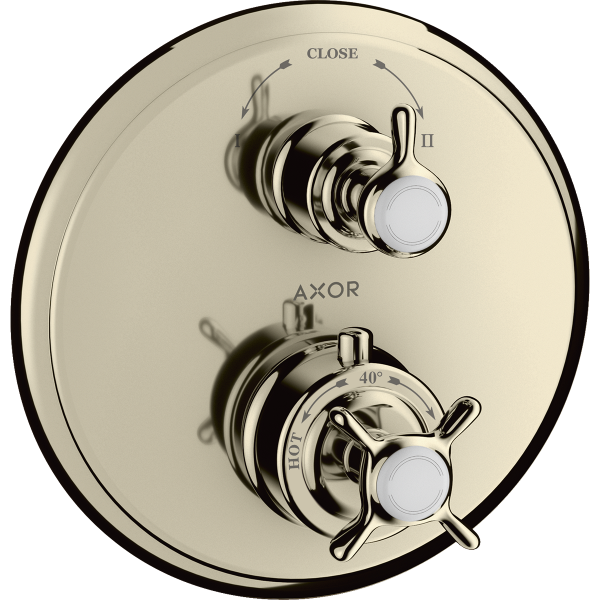 Axor Montreux Cross-Handle Volume Control and Diverter Polished Nickel Thermostatic Trim