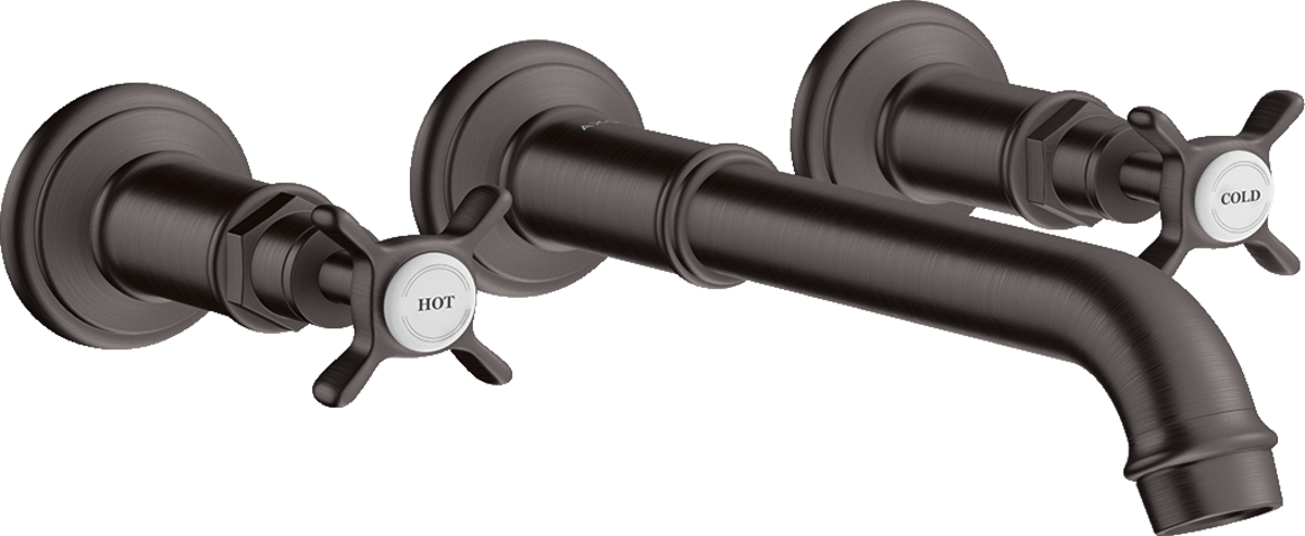 Axor Montreux 1.2 GPM Cross Handles Wall Mounted Brushed Black Chrome Widespread Faucet Trim