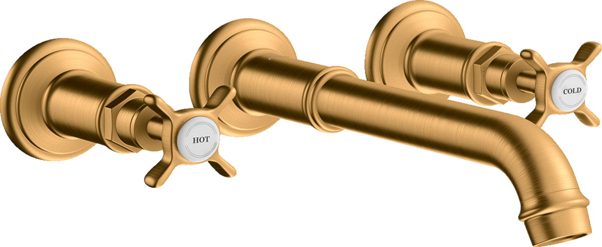 Axor Montreux 1.2 GPM Cross Handles Wall Mounted Brushed Gold Optic Widespread Faucet Trim