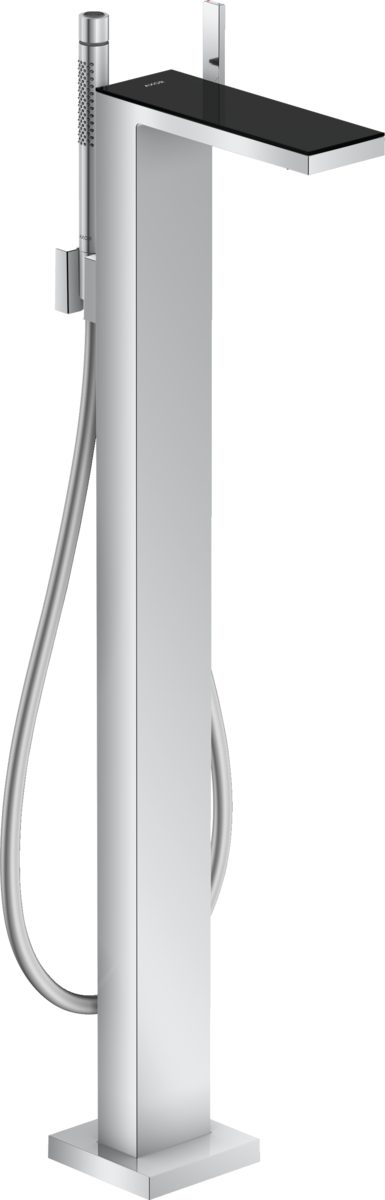 Axor MyEdition 5.3 GPM Freestanding Chrome/ Black Glass Tub Filler Trim With 1.75 GPM Handshower