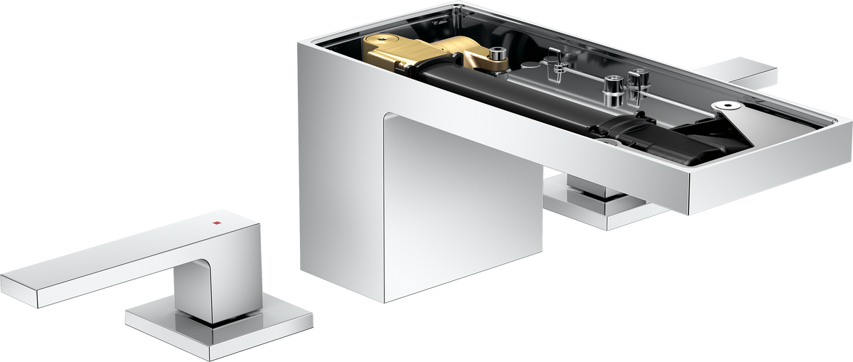 Axor MyEdition 1.2 GPM Lever Handle Chrome Widespread Faucet Trim Without Plate and Pop-Up Drain
