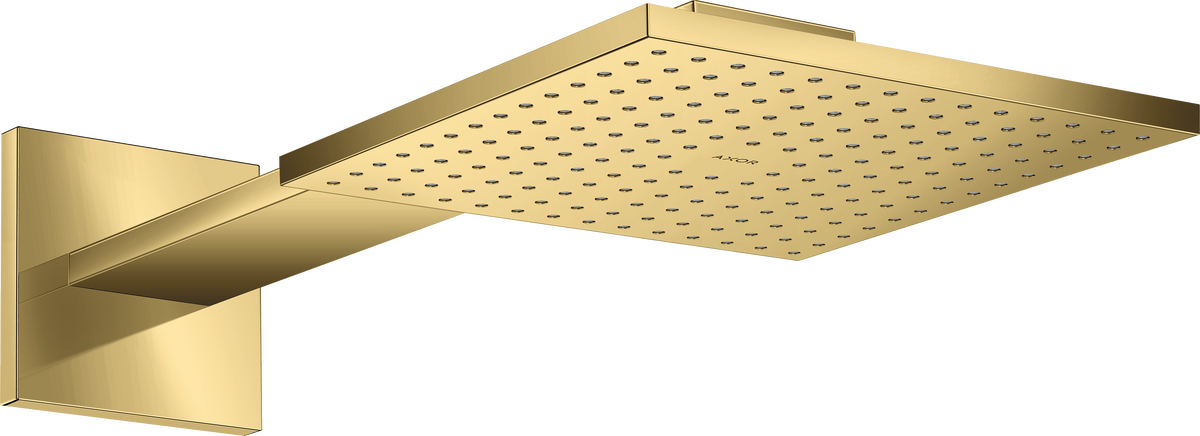 Axor ShowerSolutions 1.75 GPM 250 Square 2-Jet Polished Gold Optic Showerhead With Showerarm Trim