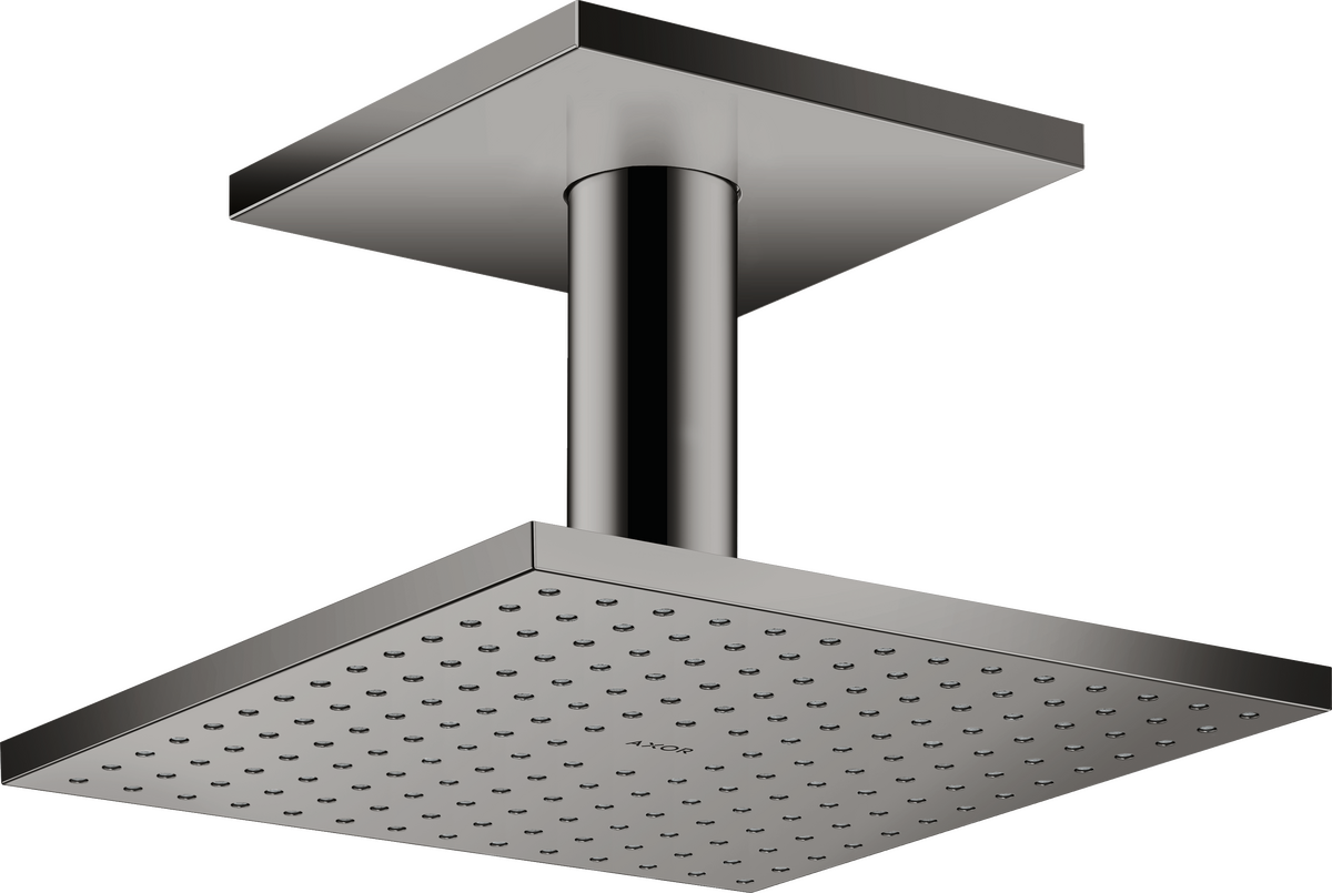 Axor ShowerSolutions 2.5 GPM 250 2-Jet Polished Black Chrome Square Showerhead With Ceiling Connection
