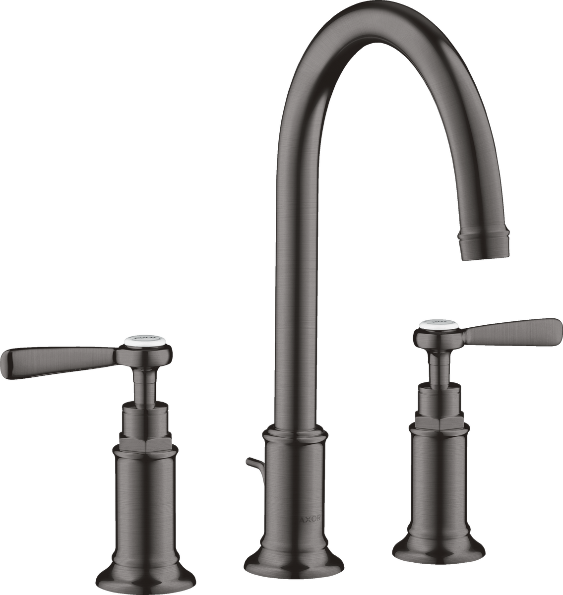 Axor Montreux 1.2 GPM Lever Handles Widespread Brushed Black Chrome 180 Faucet With Pop-Up Drain