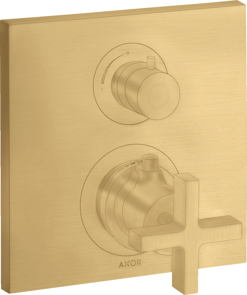 Axor Citterio Cross Handle Brushed Gold Optic Thermostatic Trim With Volume Control