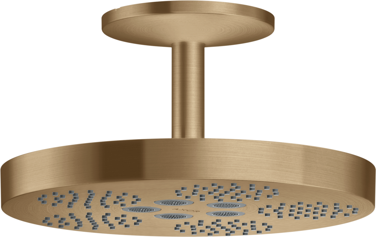 Axor One 11" 1.75 GPM 280 2-Jet Brushed Bronze Showerhead With Ceiling Mount Trim