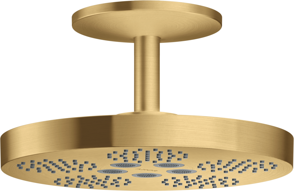 Axor One 11" 2.5 GPM 280 2-Jet Brushed Gold Optic Showerhead With Ceiling Mount Trim