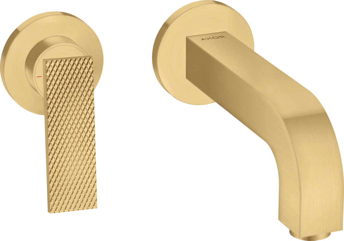 Axor Citterio 1.2 GPM Single Lever Handle Rhombic Cut Brushed Gold Optic Wall Mounted Faucet Trim