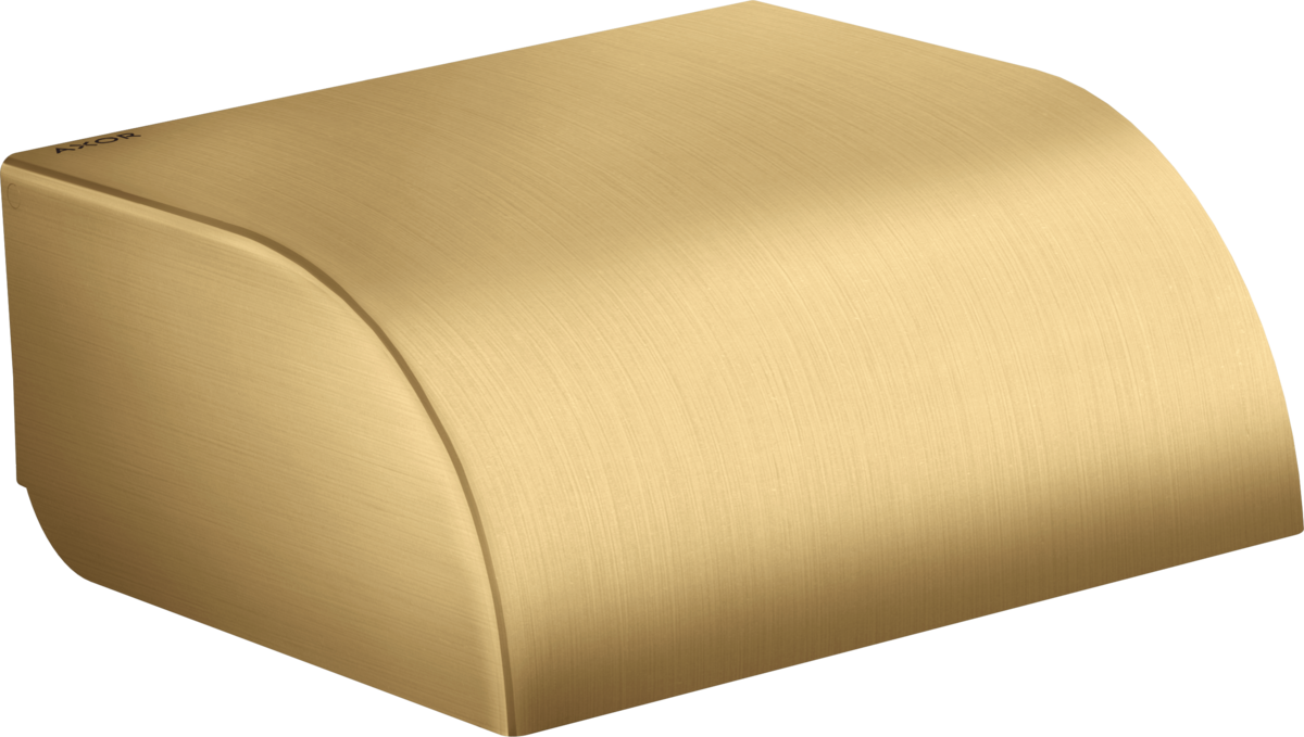 Axor Universal Circular Metal Brushed Gold Optic Wall Mounted Tissue Roll Holder With Cover