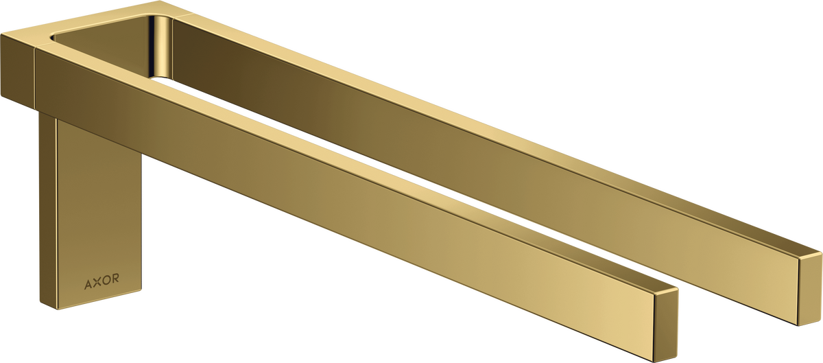 Axor Universal Rectangular Metal Wall Mounted Twin-Handle Polished Gold Optic Towel Holder