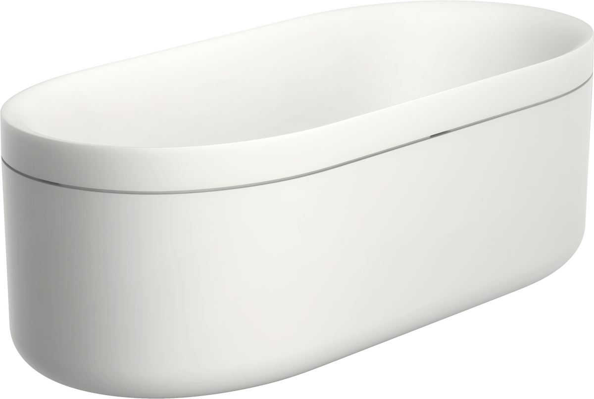 Axor Suite 74" Solid Surface Round Bathtub With Chrome Pop-Up Drain