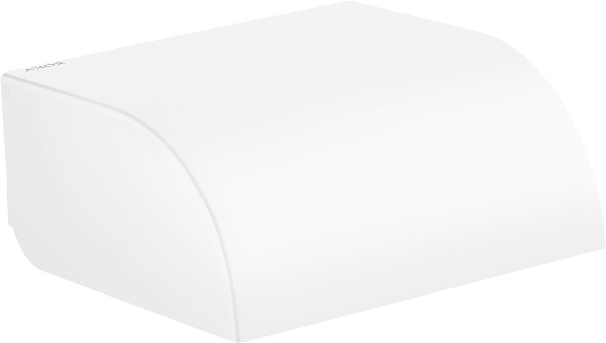 Axor Universal Circular Metal Matte White Wall Mounted Tissue Roll Holder With Cover