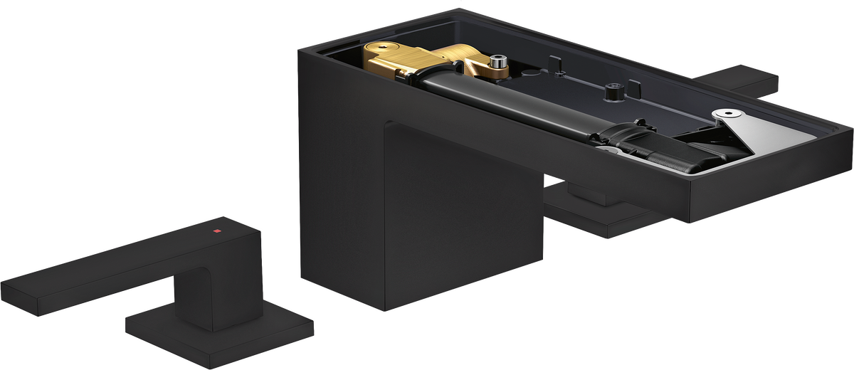 Axor MyEdition 1.2 GPM Lever Handle Matte Black Widespread Faucet Trim Without Plate and Pop-Up Drain