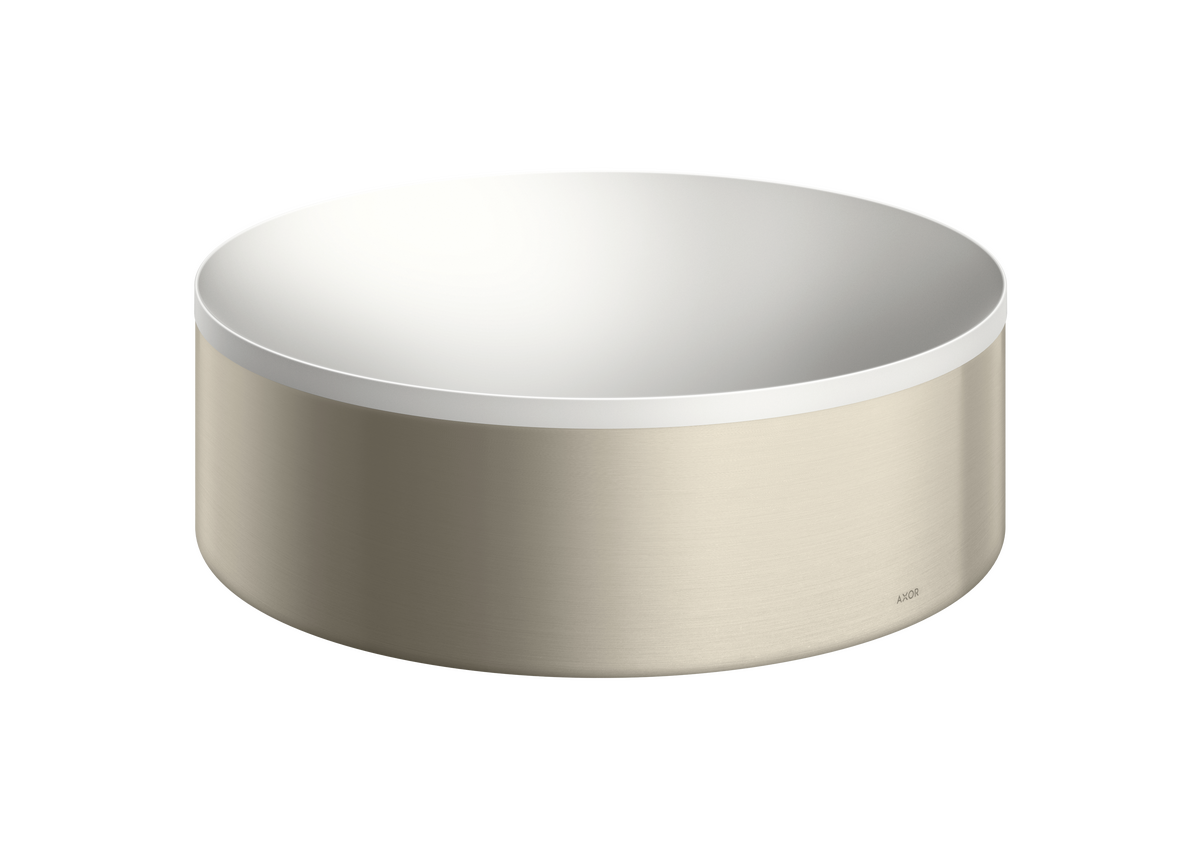 Axor Suite 11" Solid Surface Brushed Nickel Round Sink Without Overflow