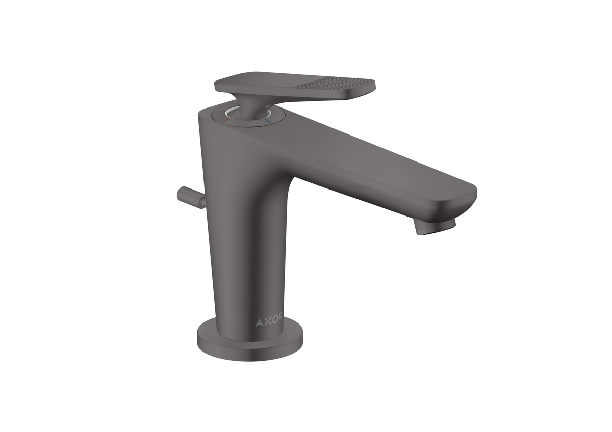 Axor Citterio C 1.2 GPM Single Hole Lever Handle Cubic Cut Brushed Black Chrome Faucet With CoolStart and Pop-Up Drain