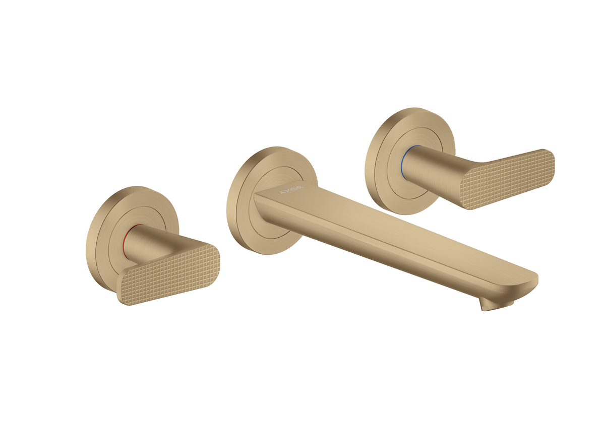 Axor Citterio C 1.2 GPM Lever Handle Brushed Bronze Wall Mounted Widespread Cubic Cut Faucet