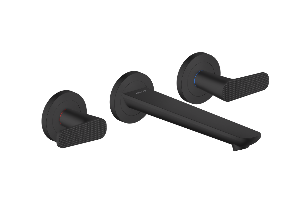 Axor Citterio C 1.2 GPM Lever Handle Matte Black Wall Mounted Widespread Cubic Cut Faucet