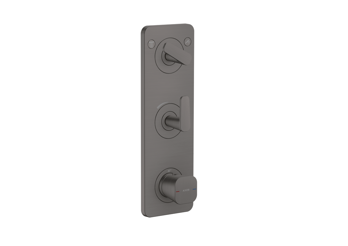 Axor Citterio C 15" x 5" 2-Function Cubic Cut Brushed Black Chrome Thermostatic Module Trim