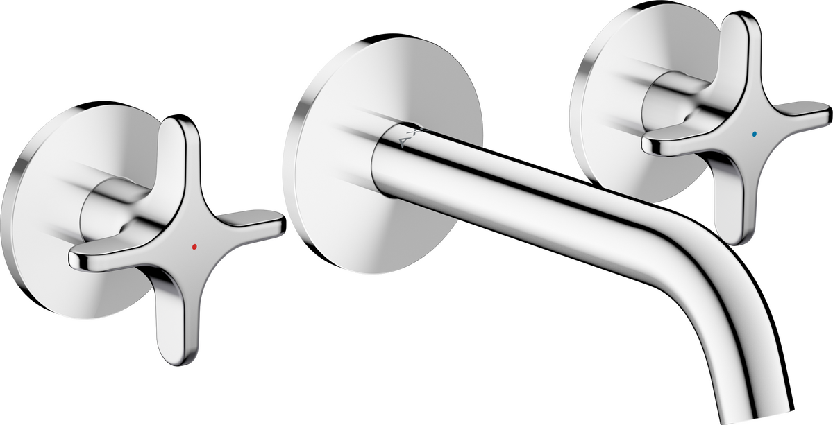 Axor One 1.2 GPM Widespread Cross Handles Chrome Wall-Mounted Faucet