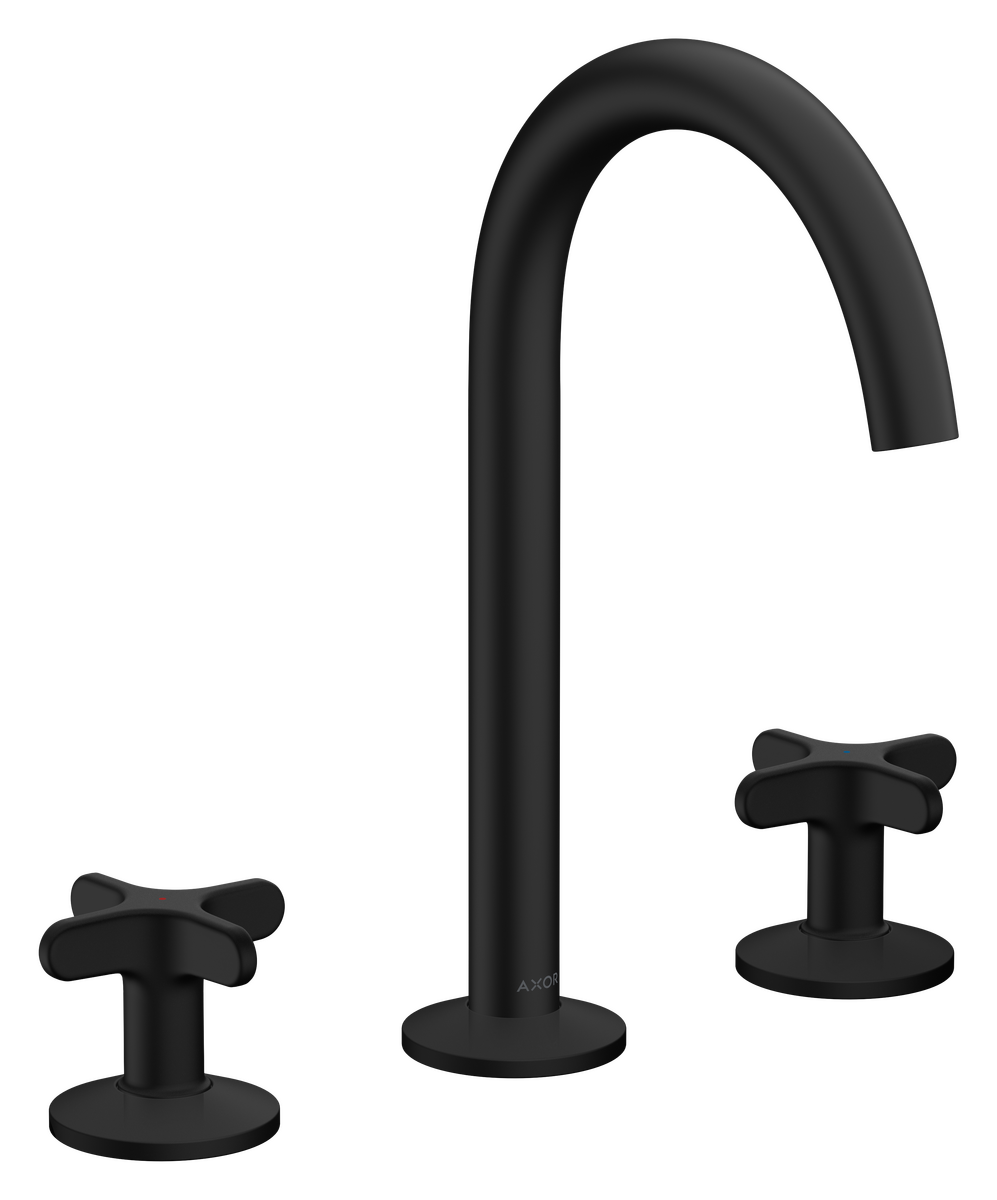 Axor One 1.2 GPM 170 Cross Handles 120-Degree Swivel Range Matte Black Widespread Faucet
