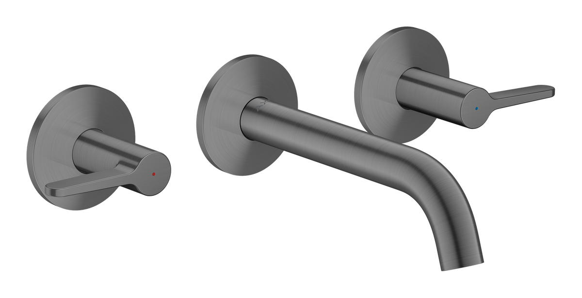 Axor One 1.2 GPM 160 Lever Handles Widespread Brushed Black Chrome Wall Mounted Faucet