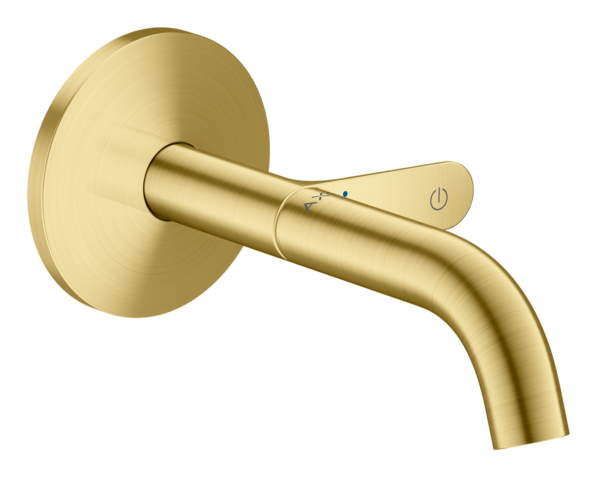 Axor One 1.2 GPM 160 Single-Handle Select Push-Button On/Off Control Brushed Brass Wall Mounted Faucet