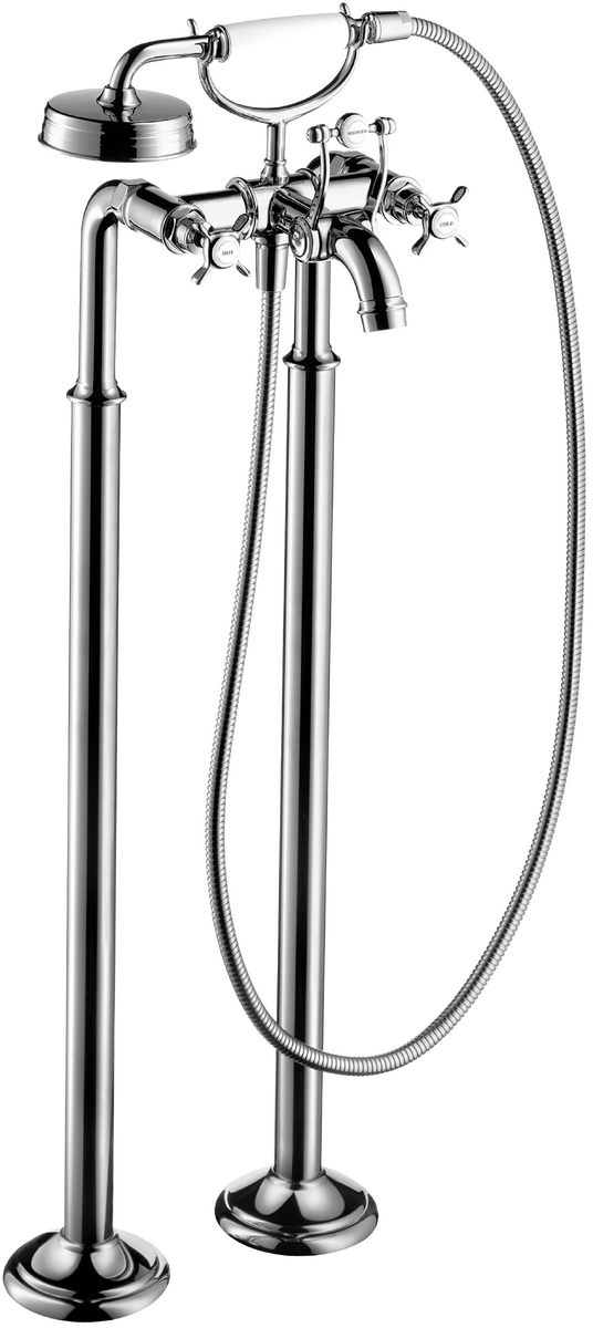 Axor Montreux 4.75 GPM 2 Cross Handles Chrome Freestanding Tub Filler Trim With 1.8 GPM Handshower