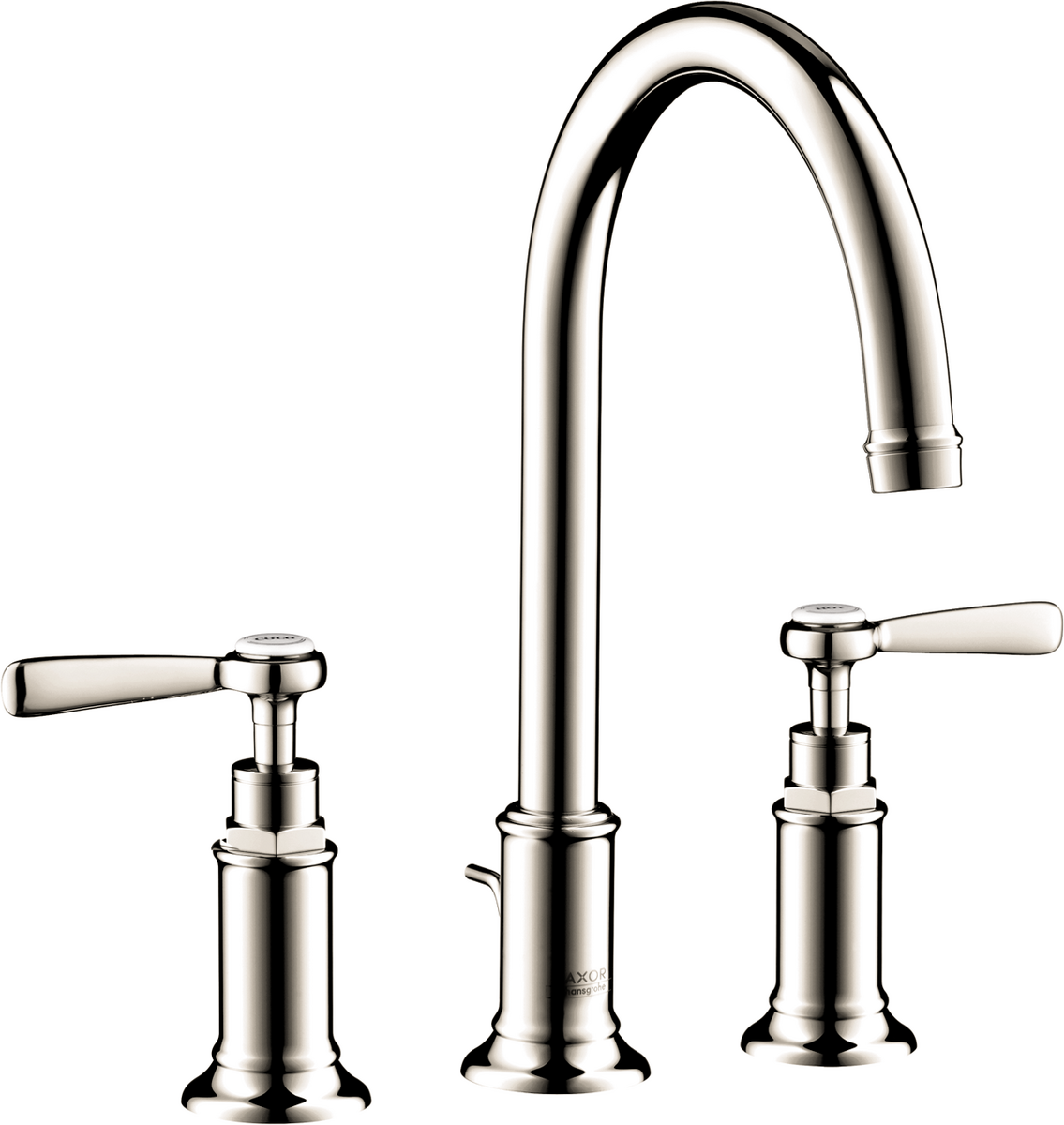 Axor Montreux 1.2 GPM Lever Handles Widespread Polished Nickel 180 Faucet With Pop-Up Drain