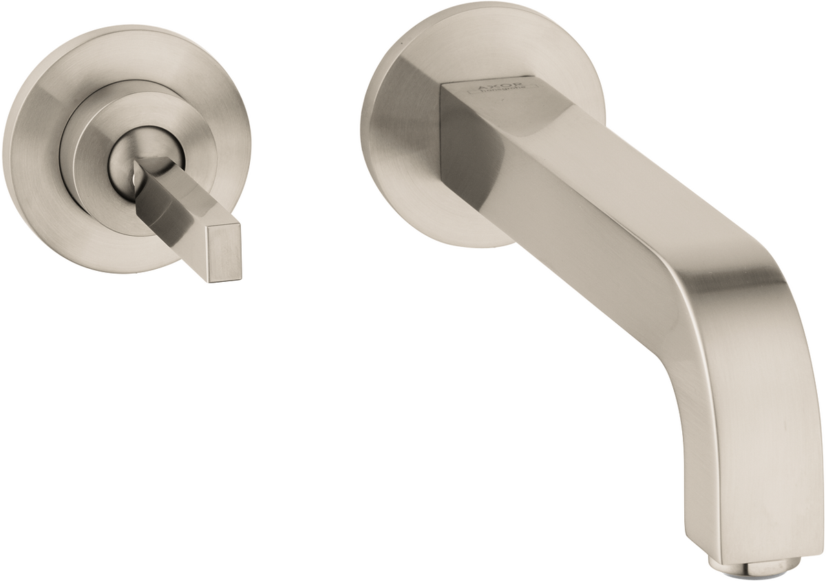 Axor Citterio 1.2 GPM Single Handle Wall Mounted Brushed Nickel Faucet Without Pop-Up Drain