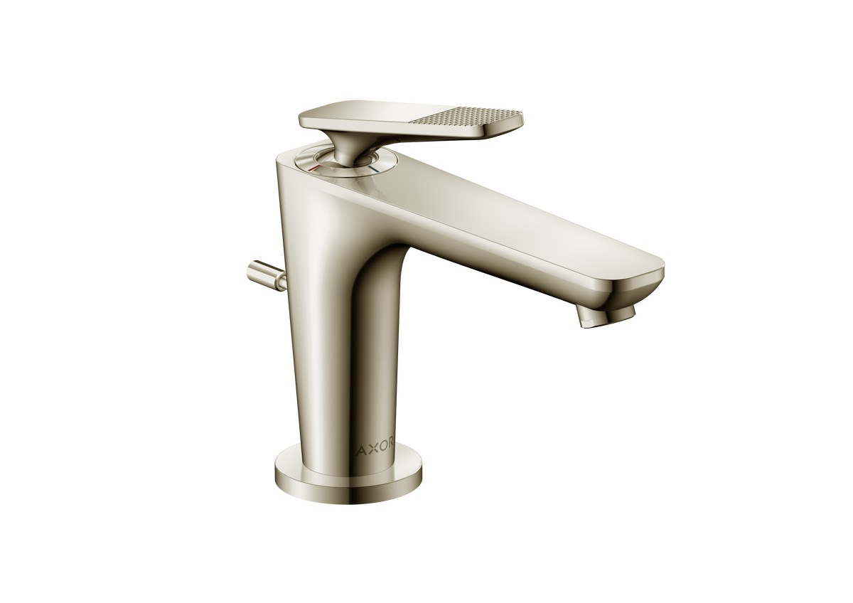Axor Citterio C 1.2 GPM Single Hole Lever Handle Cubic Cut Polished Nickel Faucet With CoolStart and Pop-Up Drain