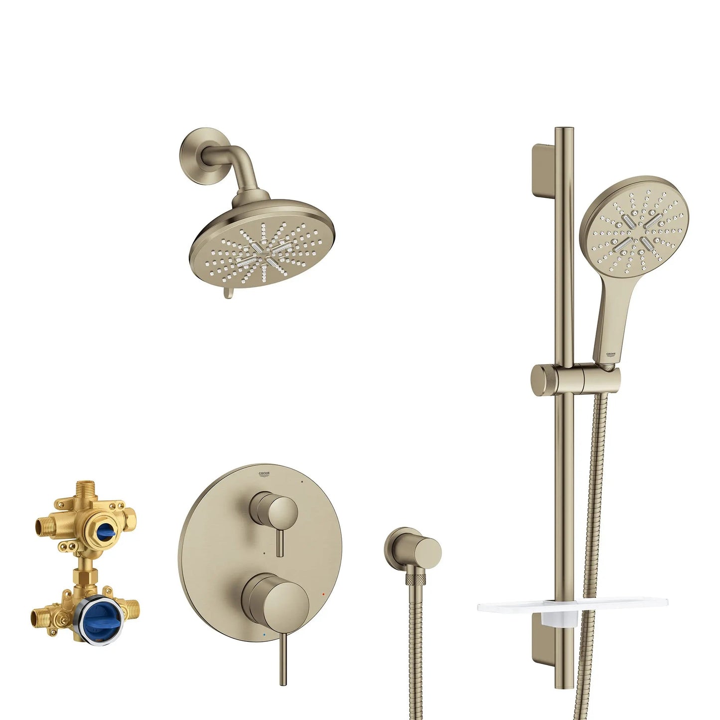 Grohe Timeless 2-Handle Pressure Balance Brushed Nickel Infinity Shower Bundle