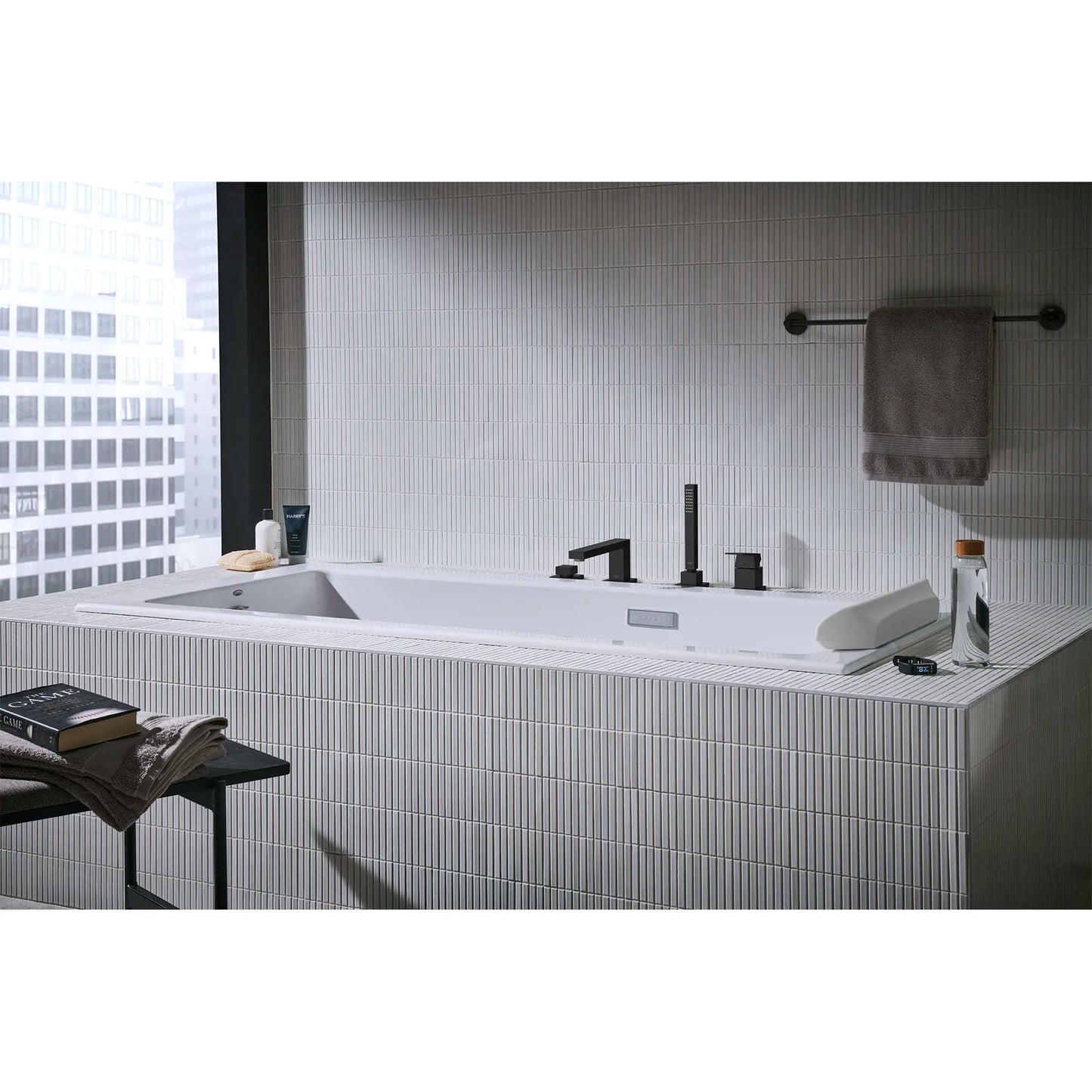 Grohe Eurocube® 4-Hole Single-Handle Deck Mount Matte Black Roman Tub Faucet With 1.75 GPM Hand Shower