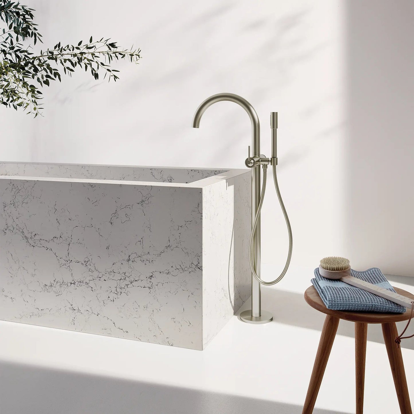 Grohe Atrio 1.75 GPM Single-Handle Freestanding Brushed Nickel Infinity Tub Faucet With Hand Shower
