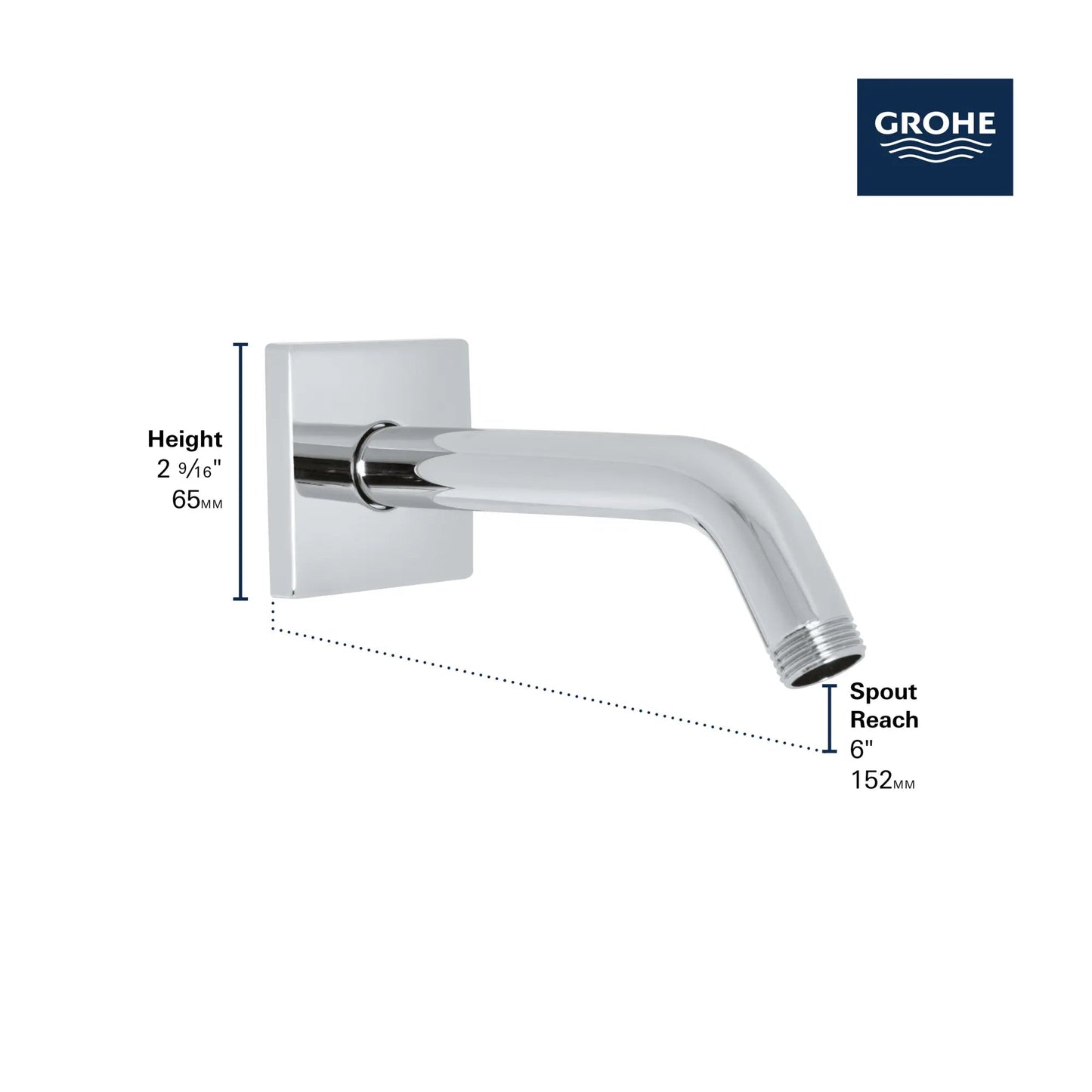 Grohe Relexa® 6" Metal Tarnish-Resistant StarLight Chrome Shower Arm