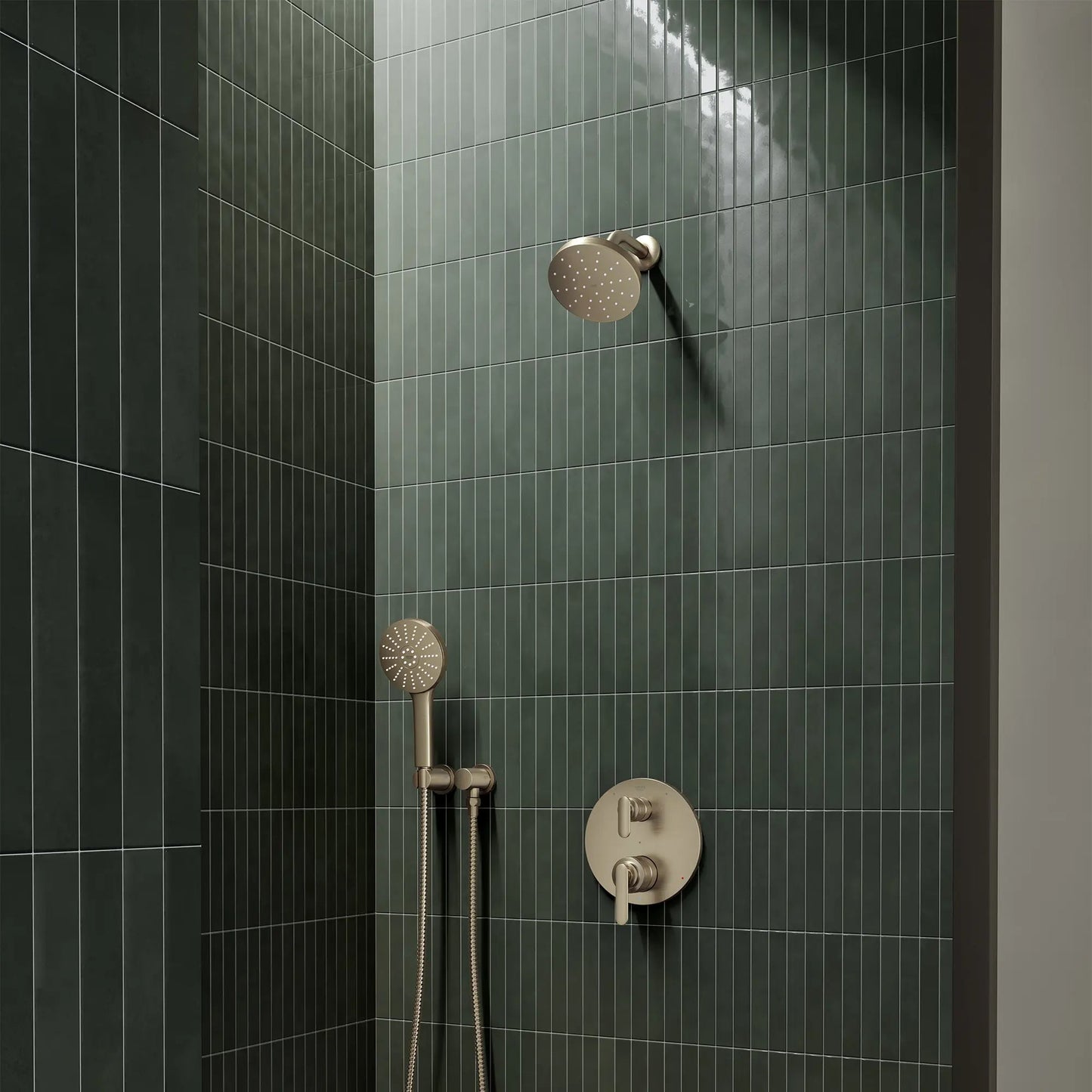 Grohe Listra 2-Handle Pressure Balance Valve Trim Brushed Nickel Infinity 3-Way Diverter With Cartridge