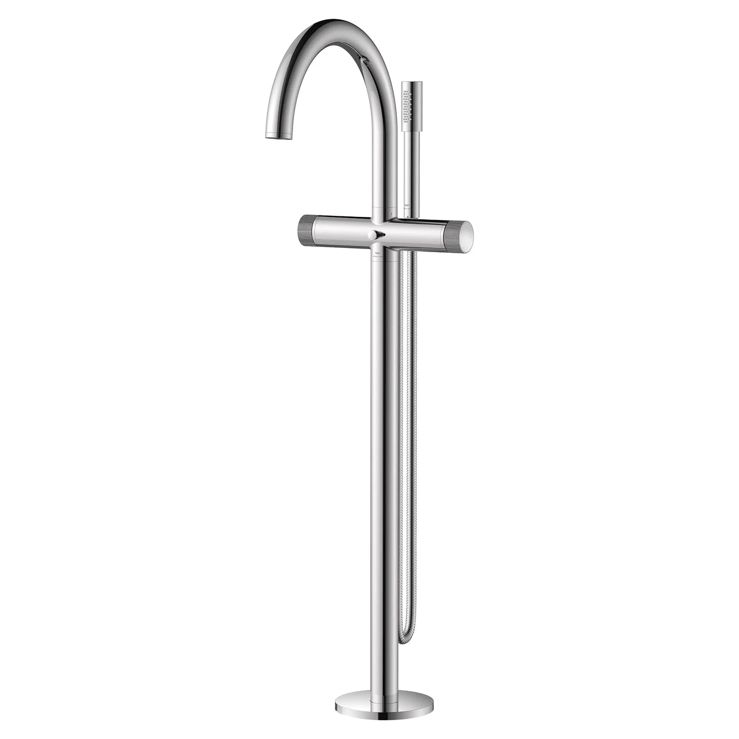 Grohe Atrio Private Collection 2-Handle Freestanding StarLight Chrome Tub Filler With Knob Handles and 1.75 GPM Hand Shower