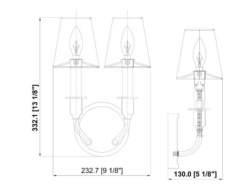 Z-Lite Tova 9" 2-Light Matte Black Steel Frame White Fabric Shade Wall Sconce