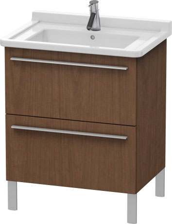Duravit X-Large 26" x 26" x 18" American Walnut Finish Two Drawer Floorstanding Vanity Unit (XL653501313)