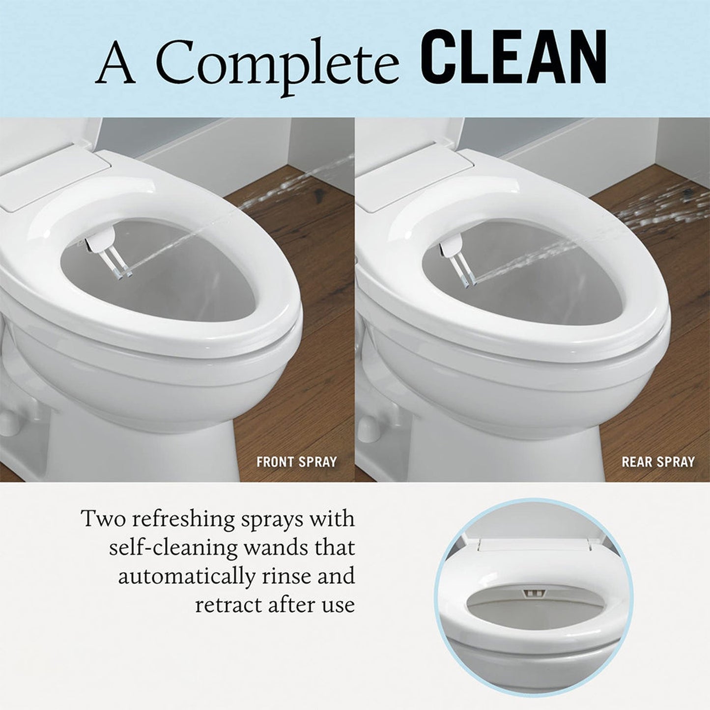 5Seconds B Series 15" White Elongated Non-Electric Soft Close Bidet Toilet Seat With Super Grip Bumpers