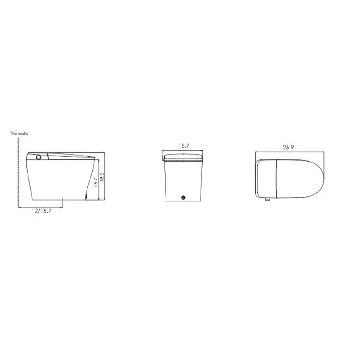 5Seconds LX Series 16" White Elongated Soft Close Smart Toilet With Warm Seat and Sensor