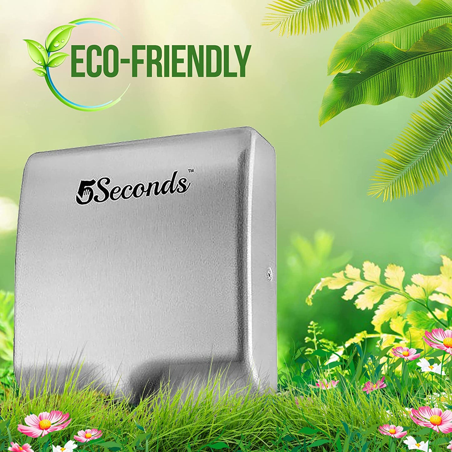 5Seconds Ultimate Series 11" Brushed Stainless Steel High Velocity 1000W Touch Free Electric Hand Dryer