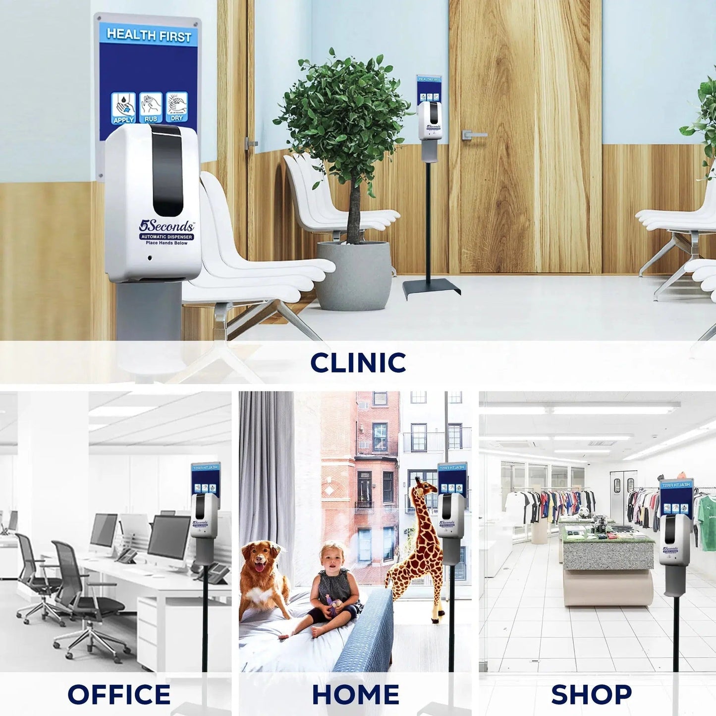 5Seconds Zoho Series 6" White Touchless Automatic Wall-Mounted Liquid Soap Dispenser With Infrared Sensor and Floor Stand