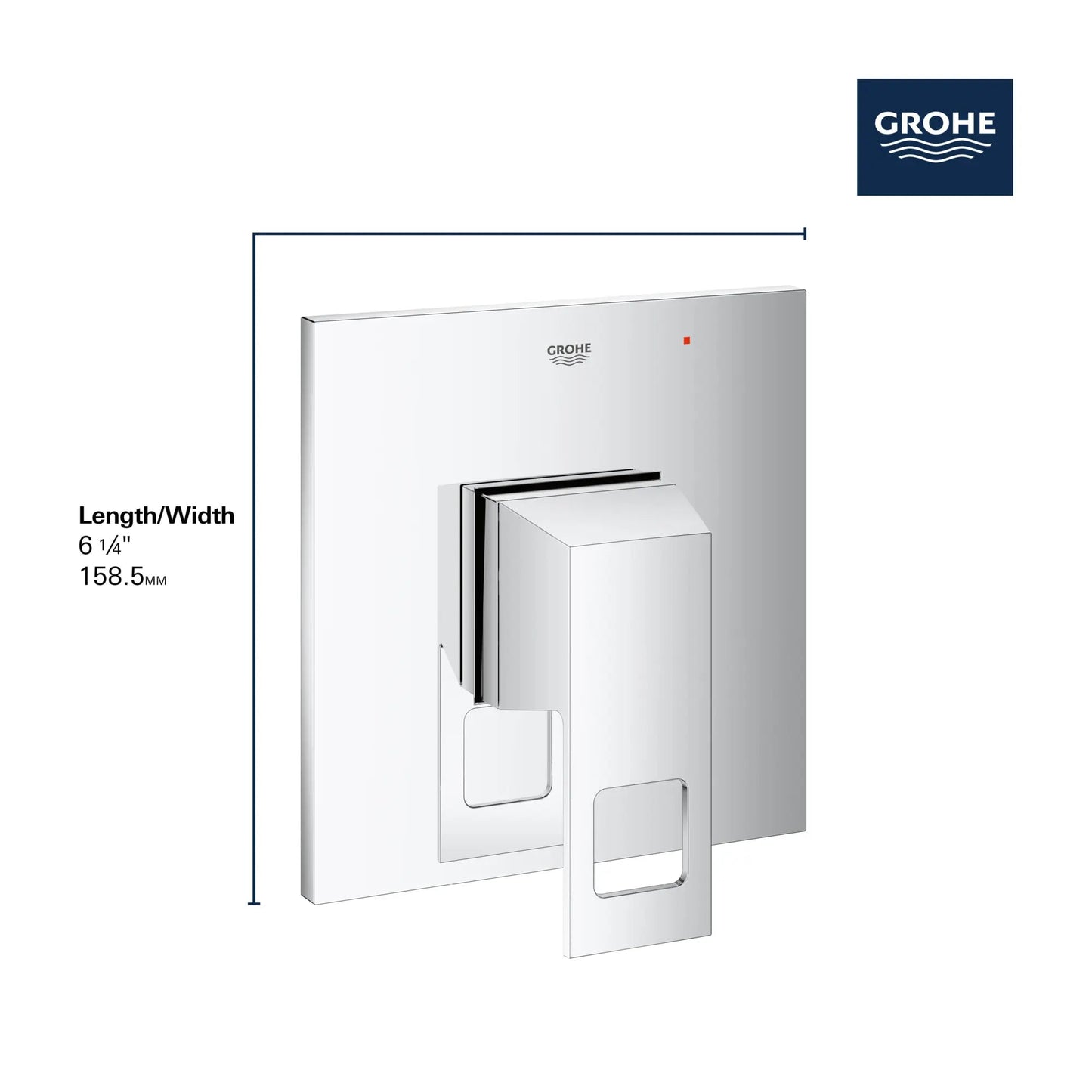 Grohe Eurocube® Pressure Balance Metal Handle and Plate StarLight Chrome Valve Trim With Cartridge