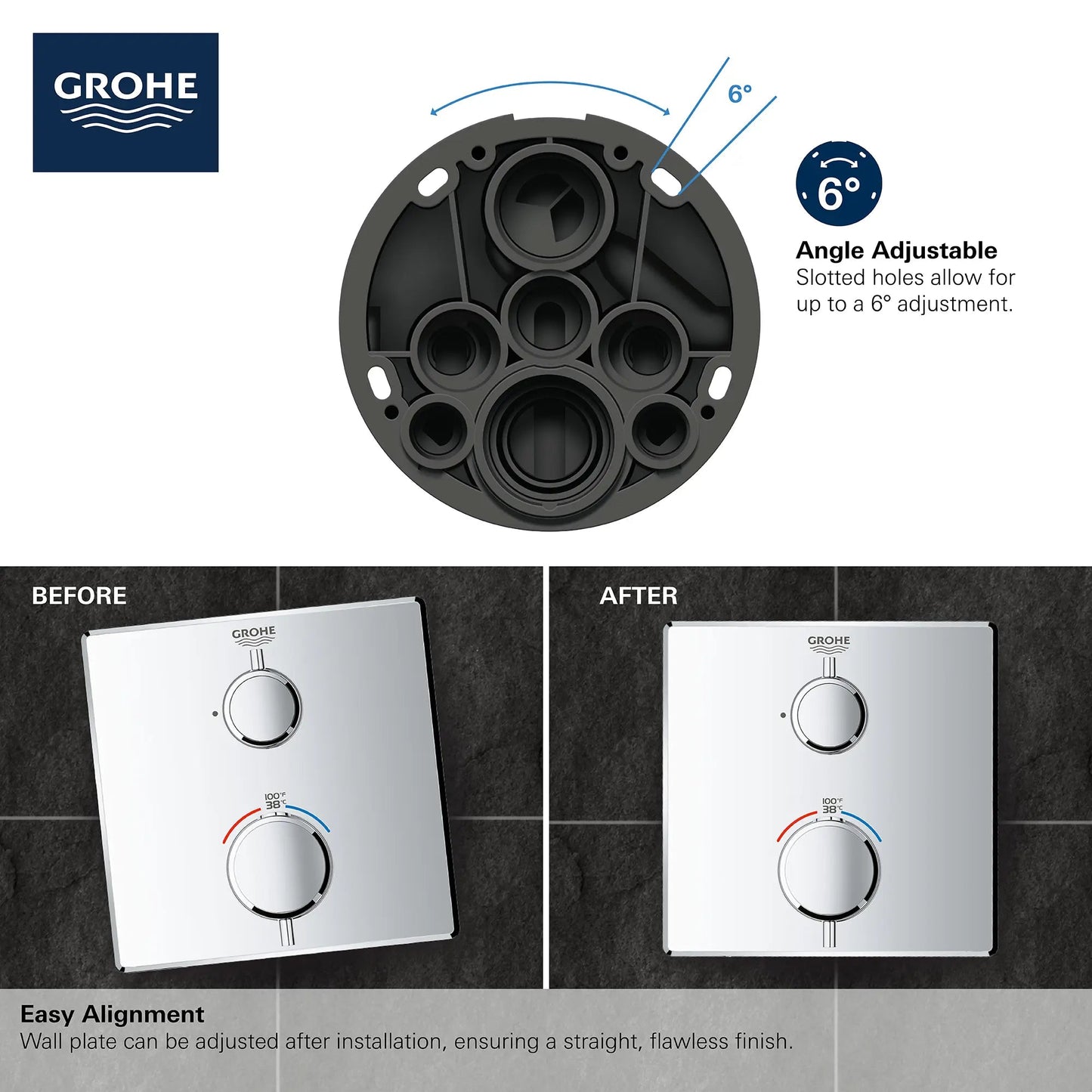 Grohe Grohtherm® Single Function 2-Handle StarLight Chrome Thermostatic Valve Trim