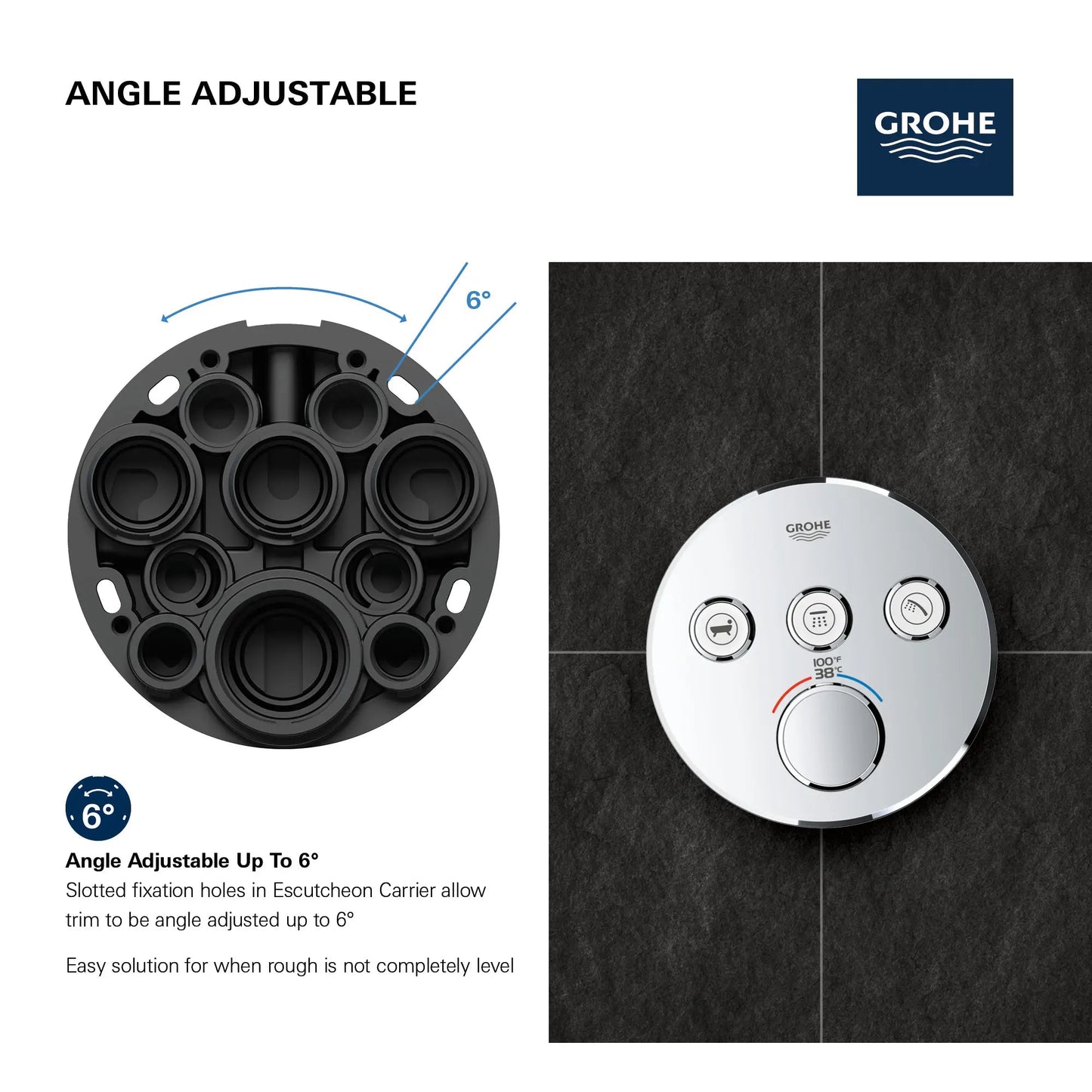 Grohe Grohtherm® SmartControl Moon White Triple Function Thermostatic Round Valve Trim