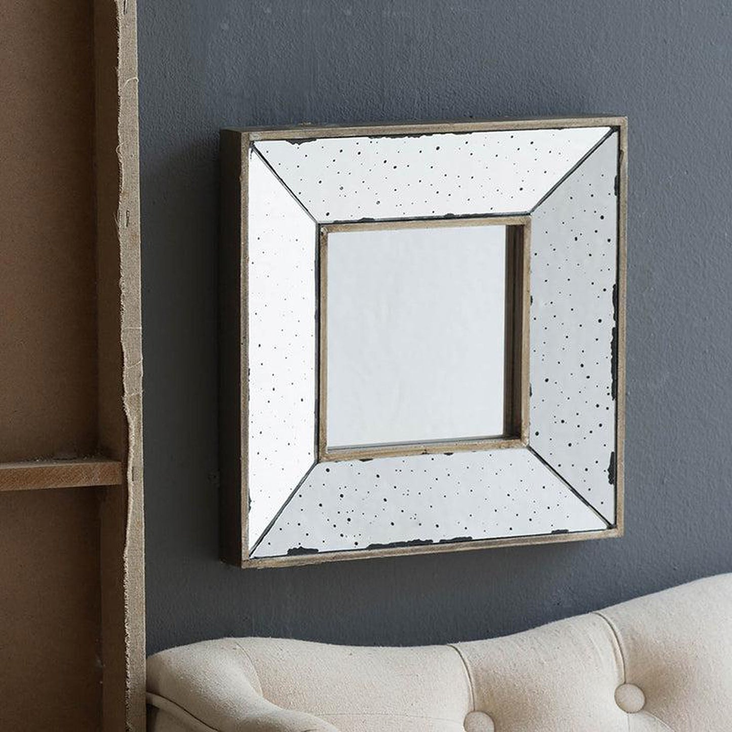 A&B Home 12" x 12" Bundle of 44 Distressed Silver Glass-Like Frame Square Shape Wall-Mounted Mirror